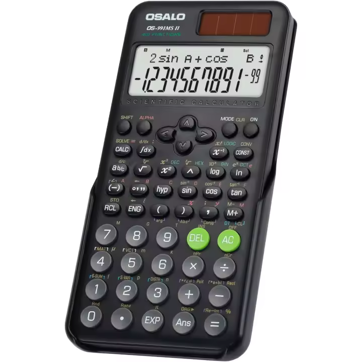 Calculadora científica 401 función 10+2 dígitos Pantalla Solar y calculadora de batería Funda Protectora para Escuela Negro (OS 991MS 2nd Edition) - 1
