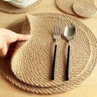 Mantelos Redondos Tejidos a Mano Para Café Y Té Tapete De Madera Decorativa Para Comedor Estilo Prarie Chic Material Lino - details 7