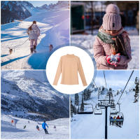WAI 2 MARKET - Camiseta Interior Térmica para Mujer Beige, Manga Larga, Cuello Alto, Ropa Interior de Invierno, 96% Poliéster 4% Elastano, Cálida y Suave, Confort y Estilo para Climas Fríos - details 2