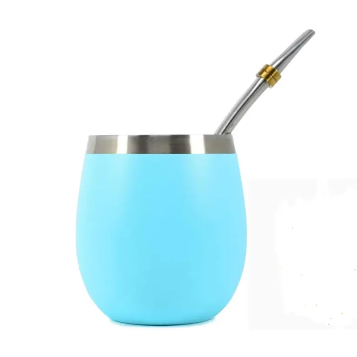 Vaso Mate Argentino Novomates - Kit Mate y Bombilla - Mate Argentino Kit Completo Reemplaza Mate Calabaza, Acero Inoxidable Doble Pared y Bombilla Mate Argentino - 237ml (Turquesa ) - 1