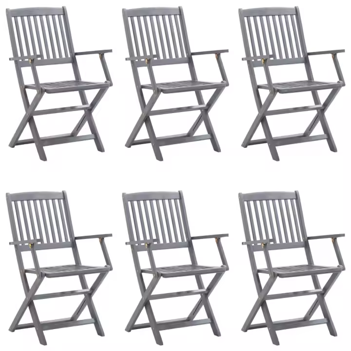 Sillas de Jardín ajustables 6 UDS pliegues Madera maciza Acacia - 1