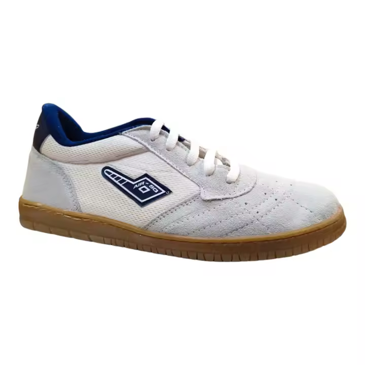 Zapatillas Futbol Sala Clásica blancas con suela caramelo, de piel con suela cosida - 1
