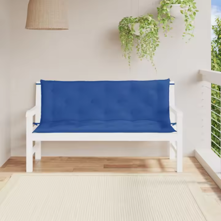 Cojines de banco de jardín 2 uds tela Oxford azul 150x50x7 cm - 1
