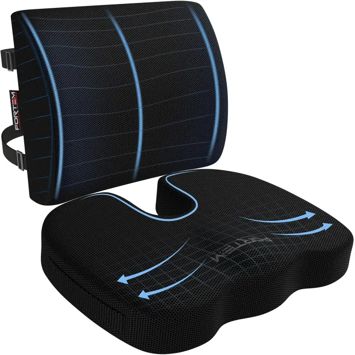 Cojín ortopédico para asiento de Silla de oficina, cojín lumbar para Silla, Coche, cojín de respaldo viscoelástico, Funda lavable - 1