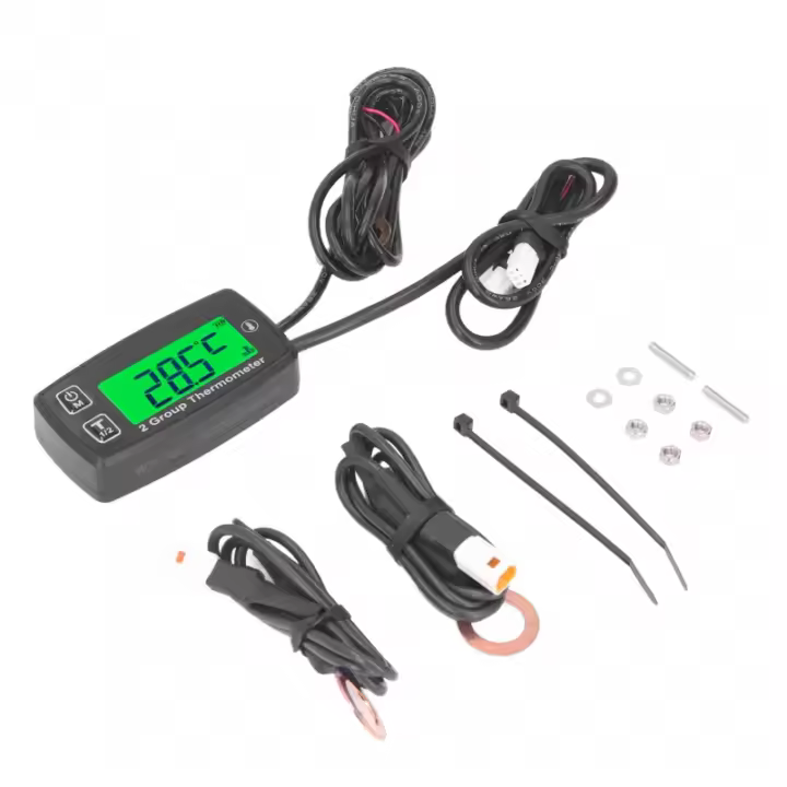 Gauge Medidor De Temperatura Del Motor LCD Antirroto Doble Canal Con Retroiluminación Verde Para ATV Motocicleta Barco - 1