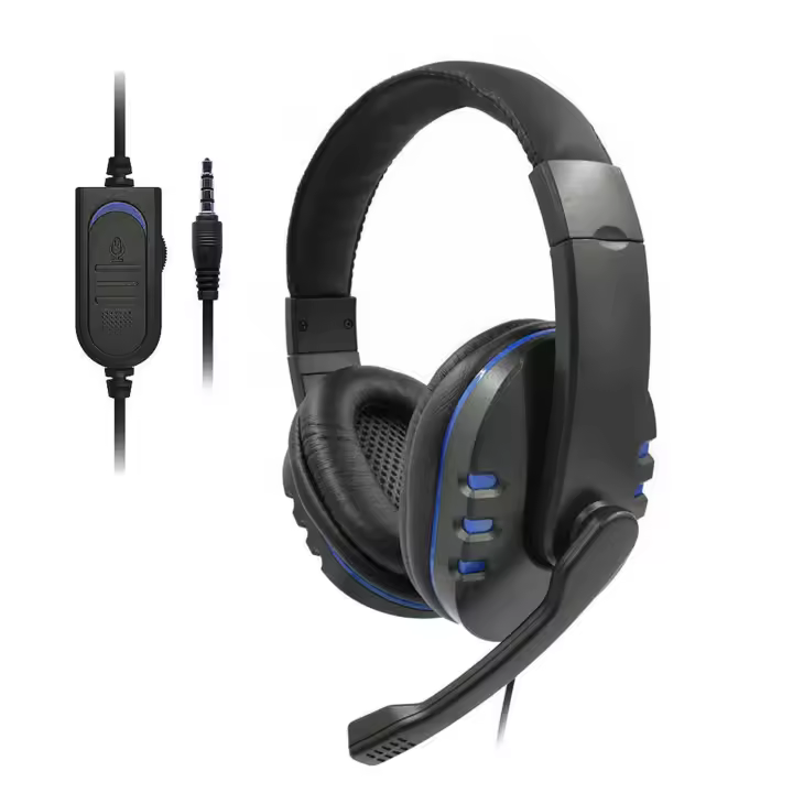 DAM Headset PS488. Auriculares gaming con micro, conexión minijack y audio + micro separado. PS4, Xbox One, móvil, tablet, etc. 17x9x20 Cm. Color: Negro - 1