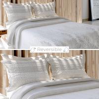 Colcha Bouti Modelo Palms Reversible Textil Blanca - details 0