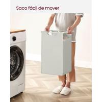 Cesto doble para ropa sucia con estante 2x46 litros, marco metálico, bolsas de tela oxford extraíbles, 73x33x72 cm, en marrón rústico, negro o blanco - details 3