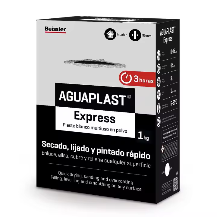 Plaste Aguaplast Express en Polvo Beissier para Secado, Lijado y Pintado Rápido al cabo de 3h en 1kg o 4kg - 1
