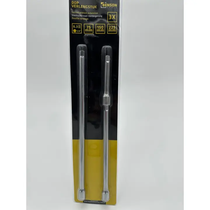 Benson 3 Extenciones para carraca de 1/4" de 75mm, 150mm y 225mm - 1