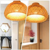 Lámpara Colgante De Paja De Bambú 30 Pulgadas Iluminación Retro Para Decoración De Habitaciones Estilo Artesanal Material De Madera - details 0