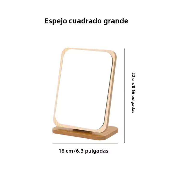 Espejo De Maquillaje Portátil De Madera Simple Para Escritorio Pequeño Y Fácil De Plegar Para Estudiantes Y Dormitorios - 1