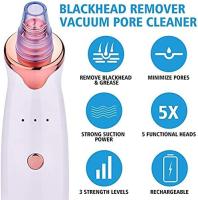 Limpiador de poros facial con dermoabrasión de diamante, recargable por USB, con 5 cabezales reemplazables, para eliminar puntos negros, succión al vacío - details 3