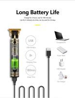 Cortadora Eléctrica T9 Para Hombres Cepillo De Barba Recortadora De Pelo Con Batería Recargable Apto Para Corte Seco Y Húmedo Tiempo De Carga Rápida Máquina De Afeitar Viaje Recortadora De Pelo Para El Hogar - details 2
