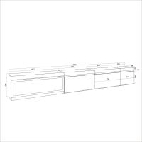 Skraut Home, Mueble TV, Televisión, Muebles de salón, almacenaje, 317x35x45cm, Chimenea eléctrica XXL efecto fuego 3d, color Roble - details 2