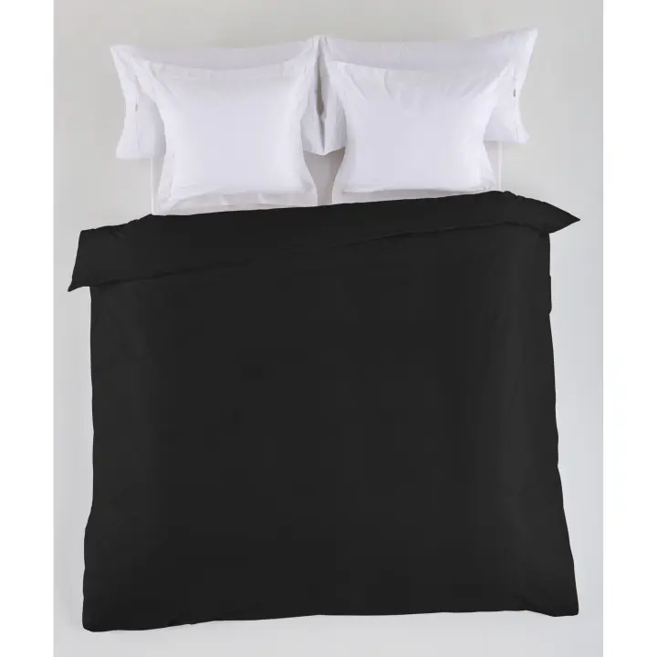 FUNDA NORDICA lisa color negro - Cama de 135/140 (1 pieza) - 50% algodón / 50% poliéster - 144 hilos. Gramage: 115 - Fijalo - 1