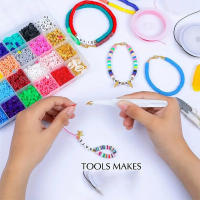 Kit De Hacer Pulseras Con Cuentas De Arcilla Planas Para Principiantes 7000Pcs Con Encantos Para Fabricación De Joyería - details 4
