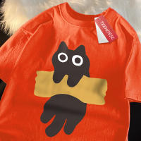 Camiseta Japonesa Estilo Adhesiva Con Estampado De Gato Manga Corta Algodón Talla Grande Hombre Mujer Verano O-Neck Tees - details 14