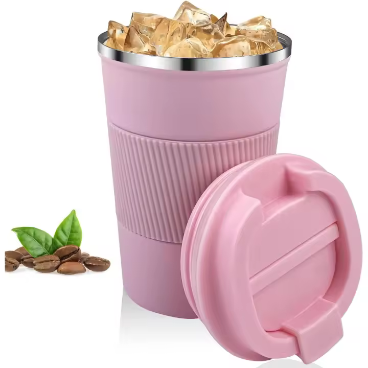 Taza de Café Roja de 380mL Termo de Acero Inoxidable 304 Portátil Antibacteriano para Coche - 1