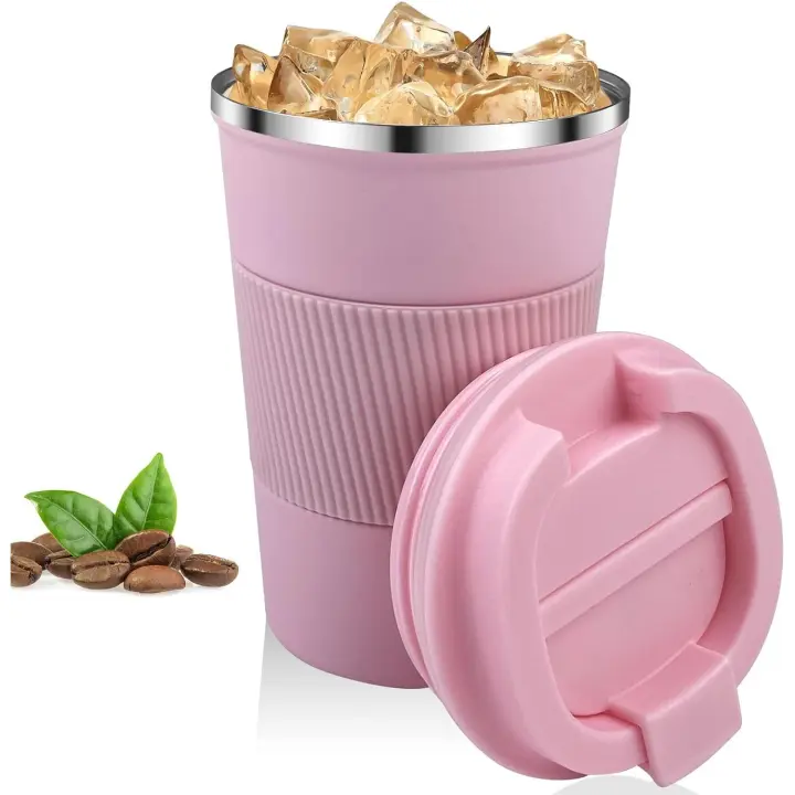 Taza de Café Roja de 380mL Termo de Acero Inoxidable 304 Portátil Antibacteriano para Coche - 1