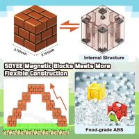Juego De Bloques Magnéticos 100PCS Para Niños Y Niñas Set De Mina Del Mundo Magnético Para Desarrollo Científico Tecnológico Montessori Sensory Cubes Regalo Ideal Para Niños Y Niñas - details 6