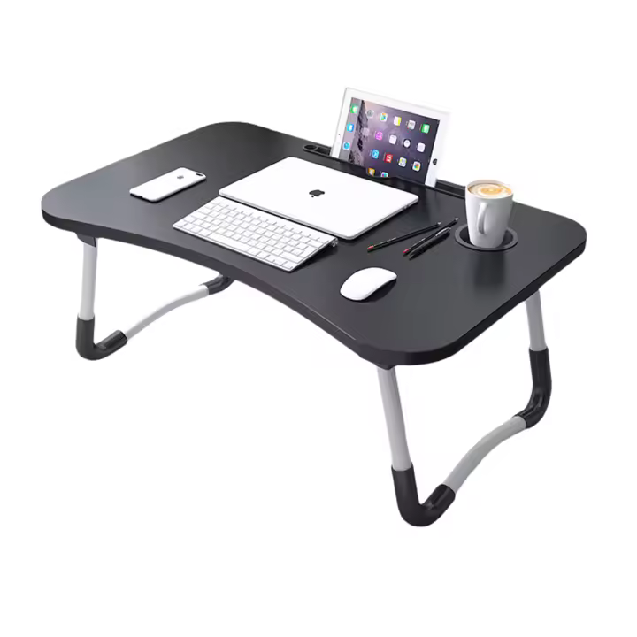 Mesa de Ordenador portátil para Cama y sofá, Soporte para Ordenador portátil, Soporte Vaso Mesa Plegable, portátil, Bandeja de Desayuno Mesa de Cama multifunción - 1