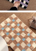 Carpetas De Piso Antideslizantes Absorbentes De Agua Estilo Coreano Cuadriculadas Para Baño Y Dormitorio Alfombra Fresca Para Niñas - details 4