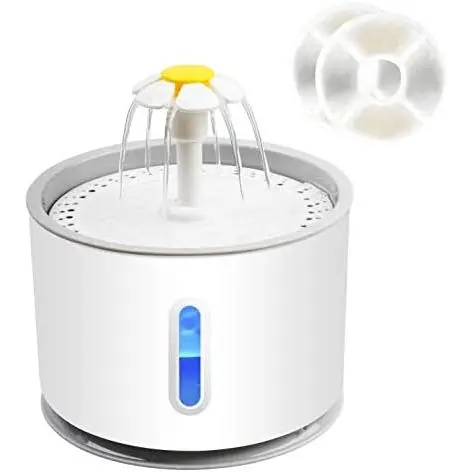 Fuente en; Agua para Gato Perro Automático 2.4L, dispensador de Agua Silencioso con ventana de nivel de Agua LED y Carbón de Agua - 1