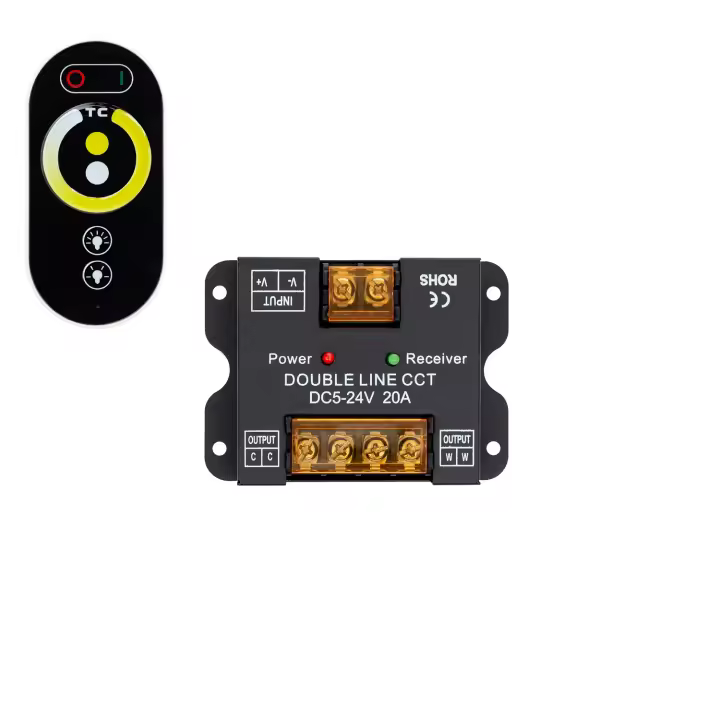 Ledkia Controlador Regulador 24V DC + Mando RF para Dim To Warm  Seleccionable (Cálido-Neutro) - 1