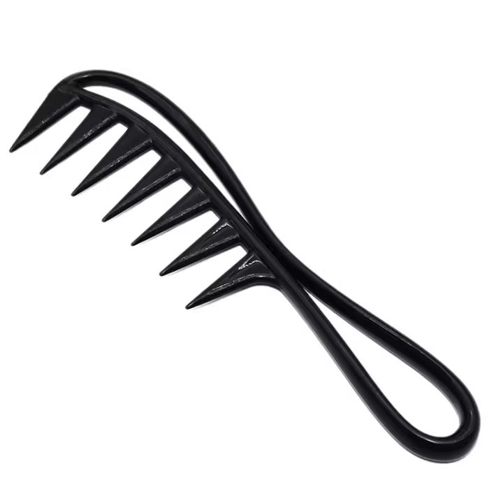 Peine de plástico de tiburón de dientes anchos, desenredador de pelo rizado, peluquería, masaje, herramienta de peinado para rizar el cabello - 1