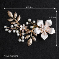 Clip De Pelo De Novia Con Cristales Y Perlas Florales Accesorios De Cabello De Moda Para Mujer Barretta De Boda Joyería De Cabello Para Damas De Honor - details 0