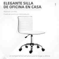HOMCOM Silla de Oficina sin Brazos Silla de Escritorio Giratoria con Altura Ajustable Silla para Estudio Tapizada en PU Carga 120 kg Blanco - details 4