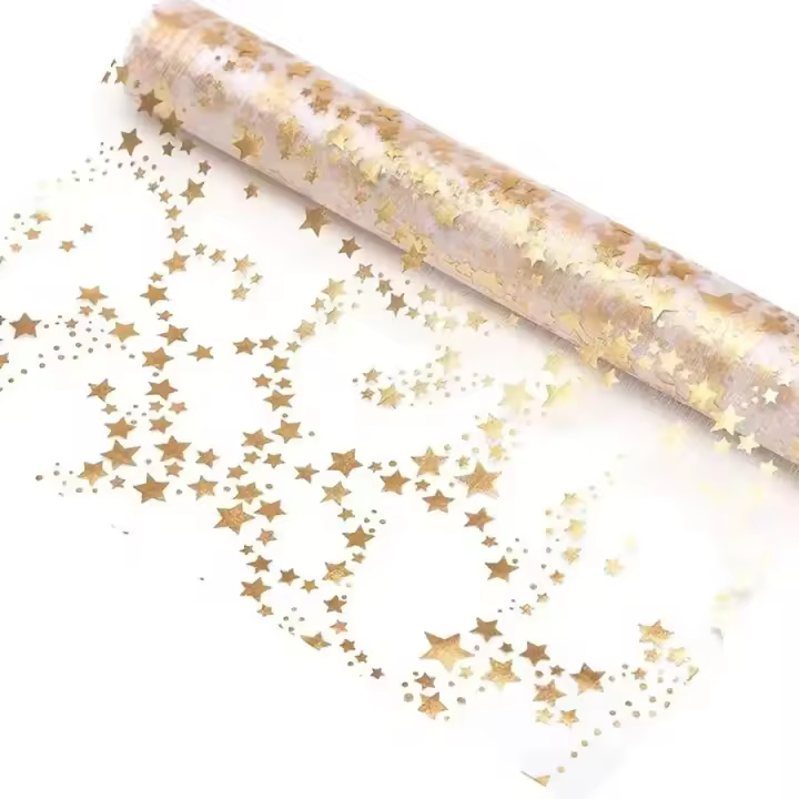 Camino de Mesa de Malla de Papel Dorado, material de decoración para festines, Bodas, Camino de Mesa Dorado de lujo - 1