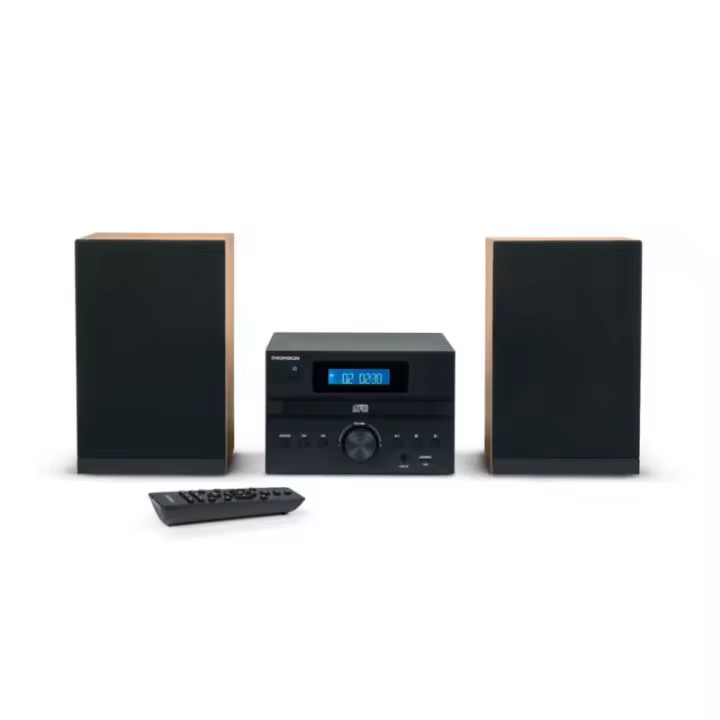 Thomson micro sound system bt radio fm/cd/mp3/usb black wood finish mic123bt - 1