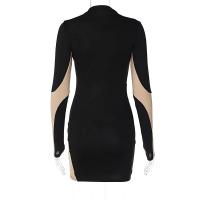 Vestido Mini De Noche De Mujer Dulzura 2024 Manga Larga Estilo Club Callejero Bodycon Negro Ajustado Para Fiesta Y Negocios - details 12
