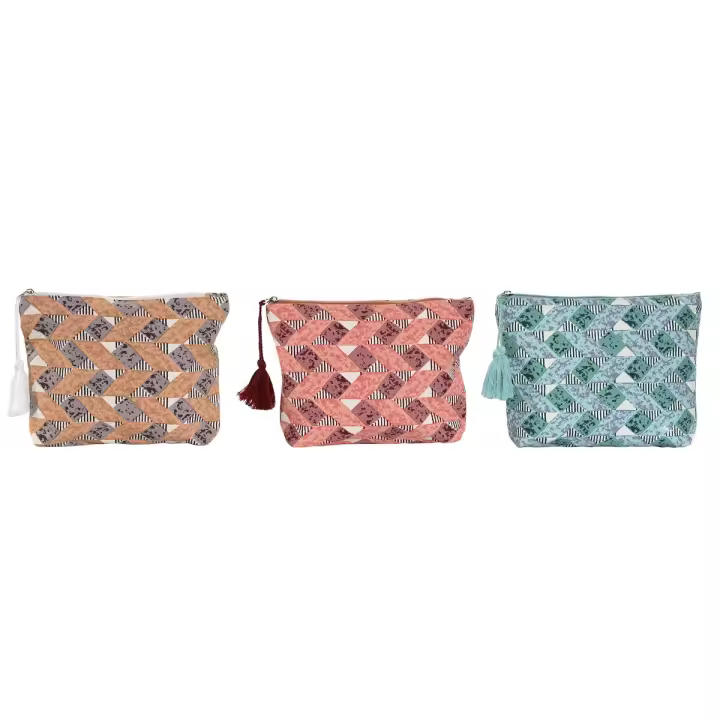 Neceser de Viaje Home ESPRIT Marrón Turquesa Coral 25 x 5 x 20 cm (3 Unidades) - 1