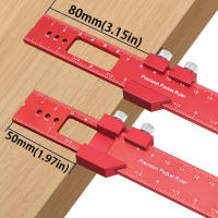Regla De Bolsillo De Precisión 1/3Pcs Metal Con Escala De Pulgadas Y Metrás Aluminio Para Trabajos De Carpintería Con Parada De Deslizamiento Tipo T Para Scriptor - details 6