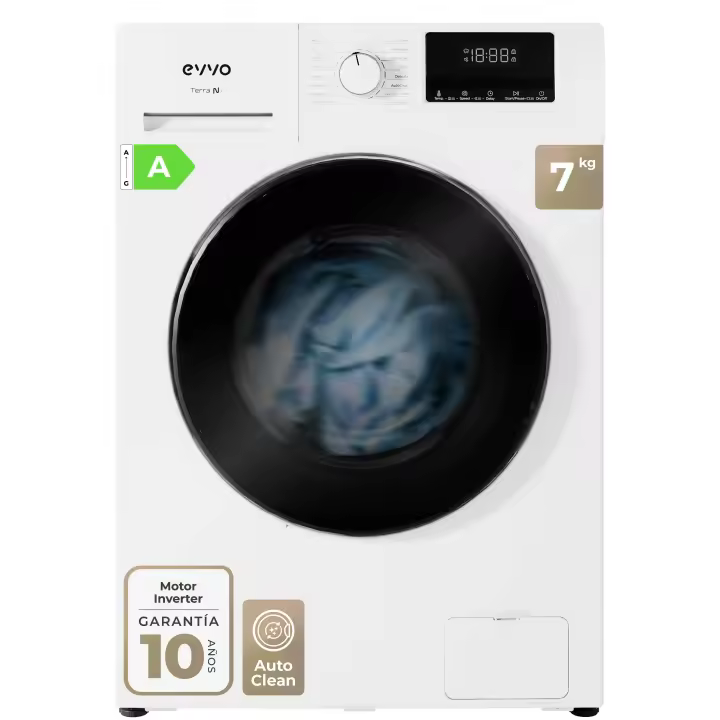 EVVO Lavadora 10-7 kg carga frontal Terra N, 1400 rpm, Clase energética A, Motor eDRIVE inverter, 16 programas - 1