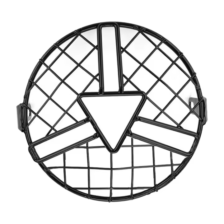 Protector De Faros De Motocicleta 6.5" Guardia De Malla Para Cafe Racer Cruiser Cubierta De Grille De Faro Universal De Metal Negro Vintage - 1