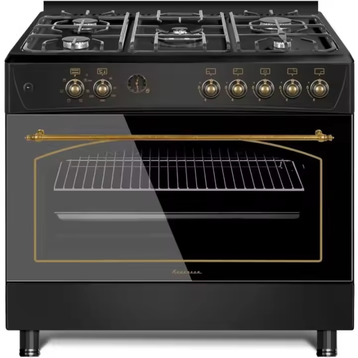 Ravanson KWGE-K90-6 TOP CHEF cocina Cocina independiente Eléctrico Encimera de gas Negro - 1