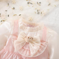 Vestido Lolita Para Bebé Niña 0-3 Años Con Doble Encaje Y Lazo Falso Dos Piezas Estilo Princesa Dulce Para Fiesta De Cumpleaños Primavera Otoño Material Algodón Y Poliéster Silueta A-line Manga Completa Longitud De Rodilla - details 13