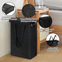 Cesta de ropa plegable Negra con tapa, 45 L, Estrecha y Alta, Con ASA, Pequeño, para baño y dormitorio. - details 0