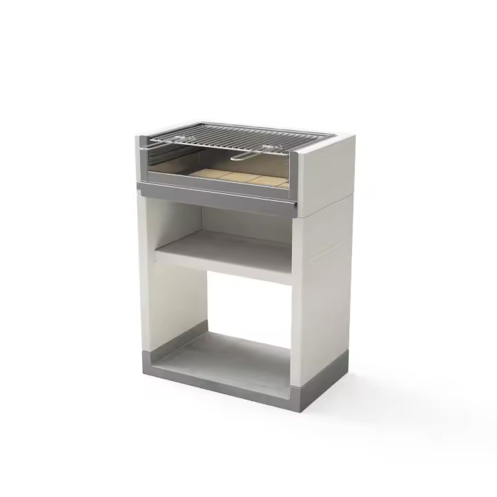 TUOZI - Barbacoa de Obra para Leña y Carbón Modelo VENIT FLEX Plus Inox (Gris/Blanco - 78 x 47 x 106 cm) REF: T01050 - 1