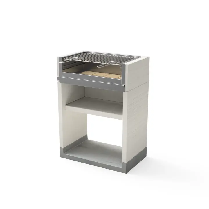 TUOZI - Barbacoa de Obra para Leña y Carbón Modelo VENIT FLEX Plus Inox (Gris/Blanco - 78 x 47 x 106 cm) REF: T01050 - 1