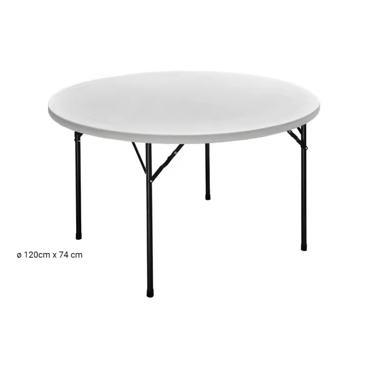 COFAN - Mesa Redonda Plegable Blanca | Medida: 120 x 74 cm | Cierre Plegado - 1