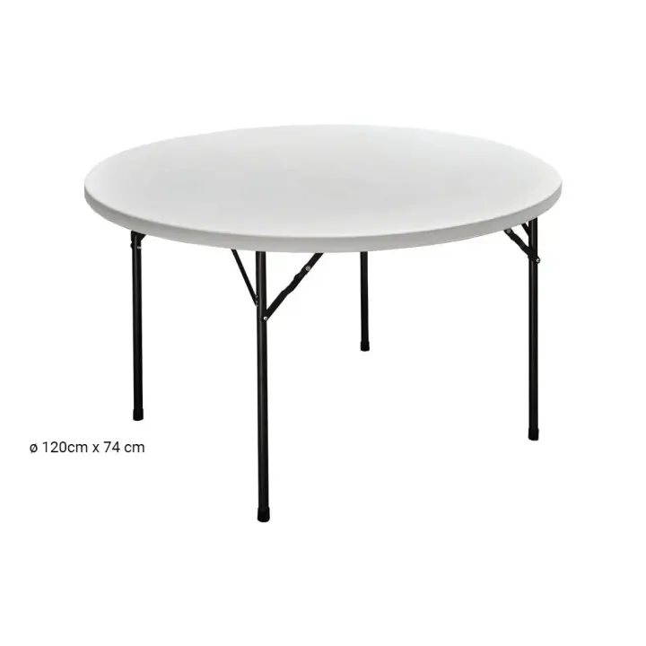 COFAN - Mesa Redonda Plegable Blanca | Medida: 120 x 74 cm | Cierre Plegado - 1
