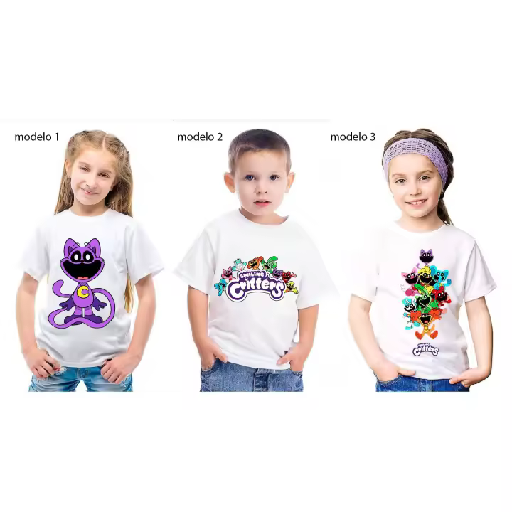 CAMISETAS PARA NIÑOS DE CATNAP DE CRITTERS  CON POPPY PLAYTIME Y SMILINGS CRITTERS - 1