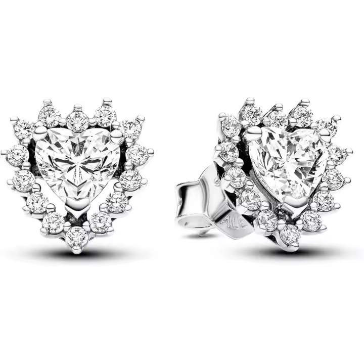 Pendientes Pandora con halo de corazón brillante，Incluye Caja Original - 1