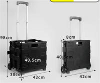 Carrito de compras plegable para comestibles con tapa,  carrito de almacenamiento de verduras de plástico para el hogar, carro de Camping al aire libre, Picnic - details 4