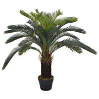 vidaXL Planta Artificial Palmera Cica Verde Maceta Flores Plástico Decorativas Dimensiones 90 cm, 125 cm - details 0